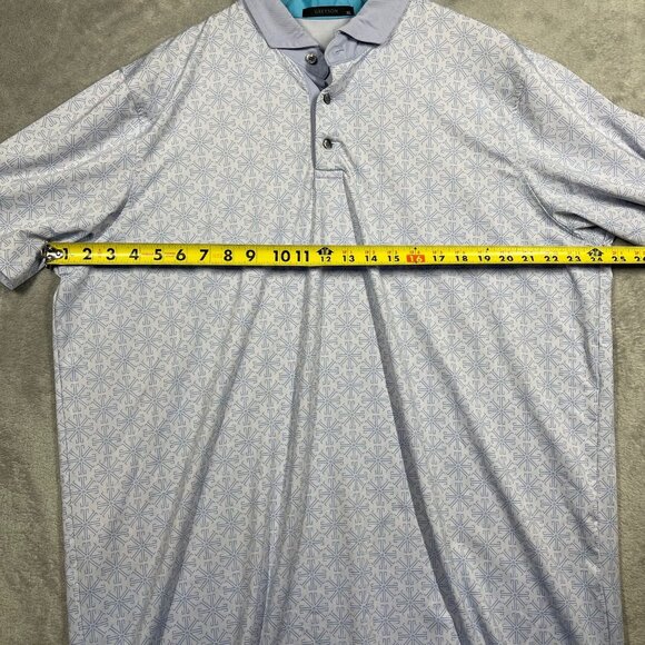 Greyson Mens Polo Geometric Golf Shirt Lions Tooth Print Purple XL - Picture 2 of 6